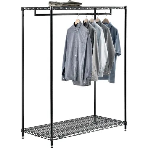 Centerline Dynamics Coat Racks & Stand Black Free Standing Clothes Rack - 2 Shelf - 48"W x 24"D x 63"H