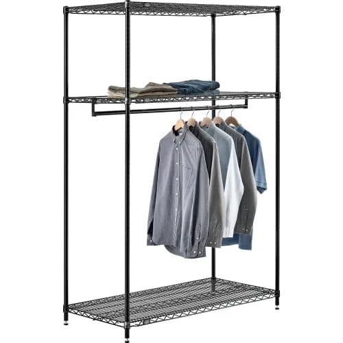 Centerline Dynamics Coat Racks & Stand Black Free Standing Clothes Rack - 3-Shelf - 48"W x 24"D x 74"H