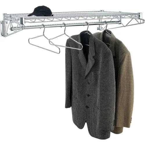 Centerline Dynamics Coat Racks & Stand Chrome Coat Rack with Bars - Wall Mount - 36"W x 24"D x 6"H