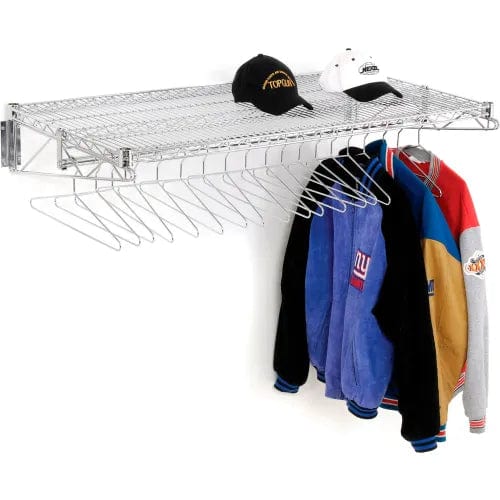 Centerline Dynamics Coat Racks & Stand Chrome Coat Rack with Bars - Wall Mount - 48"W x 24"D x 6"H