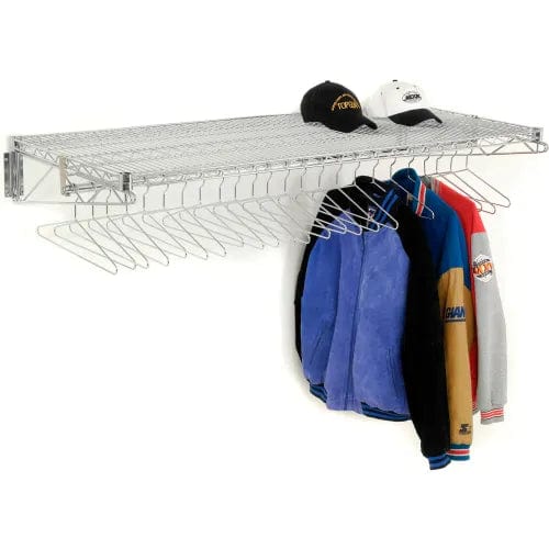 Centerline Dynamics Coat Racks & Stand Chrome Coat Rack with Bars - Wall Mount - 60"W x 24"D x 6"H