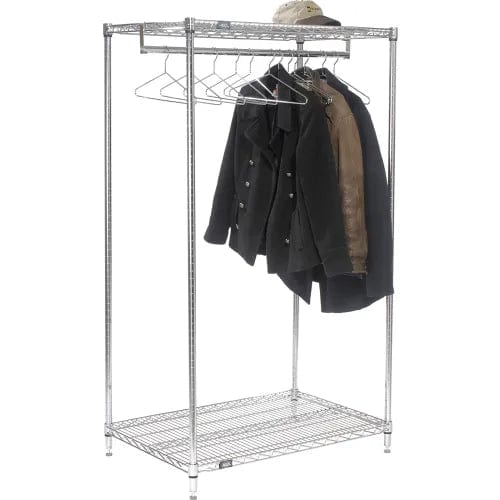 Centerline Dynamics Coat Racks & Stand Chrome Free Standing Clothes Rack - 2 Shelf - 36"W x 24"D x 63"H