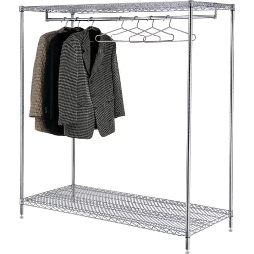 Centerline Dynamics Coat Racks & Stand Chrome Free Standing Clothes Rack - 2 Shelf - 60"W x 24"D x 63"H