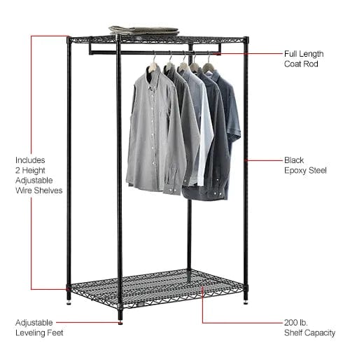 Centerline Dynamics Coat Racks & Stand Free Standing Clothes Rack - 2 Shelf - 36"W x 24"D x 63"H