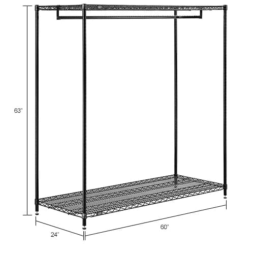 Centerline Dynamics Coat Racks & Stand Free Standing Clothes Rack - 2 Shelf - 60"W x 24"D x 63"H