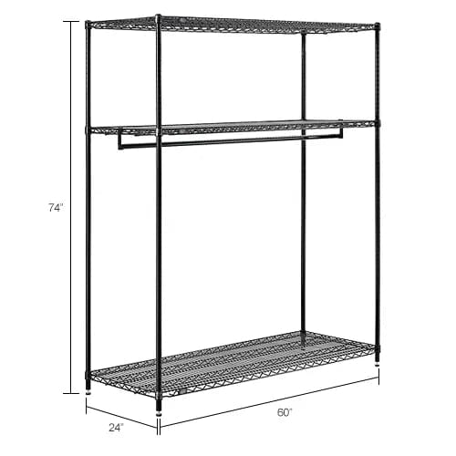 Centerline Dynamics Coat Racks & Stand Free Standing Clothes Rack - 3 Shelf - 60"W x 24"D x 74"H