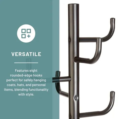 Centerline Dynamics Coat Racks & Stand Hook Head Coat Rack, 15"D x 15"W x 68"H, Black