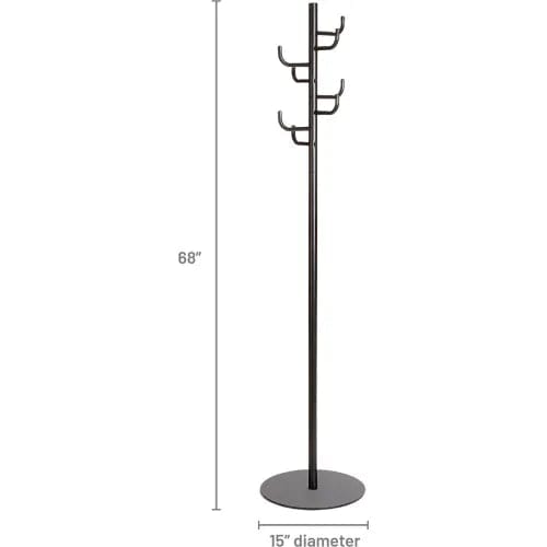 Centerline Dynamics Coat Racks & Stand Hook Head Coat Rack, 15"D x 15"W x 68"H, Black