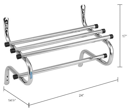 Centerline Dynamics Coat Racks & Stand Wall Mount Coat & Towel Rack With Shelf, 24"W, Chrome