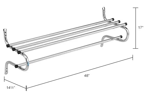 Centerline Dynamics Coat Racks & Stand Wall Mount Coat & Towel Rack With Shelf, 48"W, Chrome