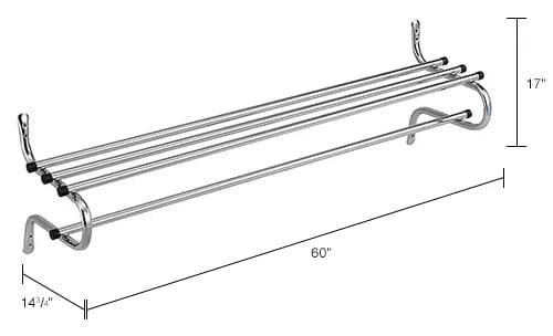 Centerline Dynamics Coat Racks & Stand Wall Mount Coat & Towel Rack With Shelf, 60"W, Chrome