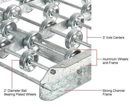 Centerline Dynamics Conveyors Omni Metalcraft Aluminum Skate Wheel Conveyor Straight Section WAHS3-12-12-10