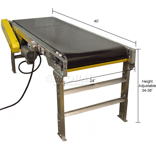 Centerline Dynamics Conveyors Omni Metalcraft Powered 24"W x 40'L Belt Conveyor with 6"H Side Rails