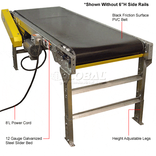 Centerline Dynamics Conveyors Omni Metalcraft Powered 24"W x 40'L Belt Conveyor with 6"H Side Rails