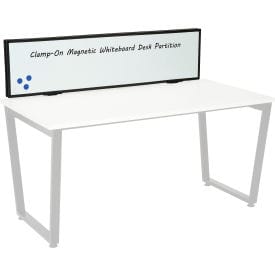 Centerline Dynamics Desk Interion® Universal Clamp-On Desk Partition - Magnetic Whiteboard