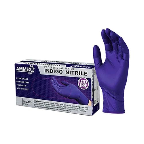 Centerline Dynamics Disposable Gloves AINPF Textured Medical/Exam Nitrile Gloves, Powder-Free, Indigo, X-Large, 1000/Case