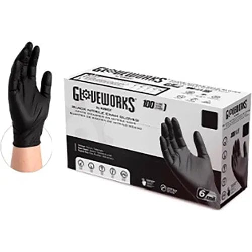 Centerline Dynamics Disposable Gloves Disposable Nitrile Exam Gloves, Powder Free, M, Black, Pack of 1000