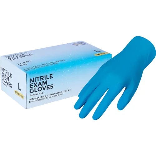 Centerline Dynamics Disposable Gloves Exam Rated Nitrile Disposable Gloves, 4 MIL, Blue, Large, 100/Box