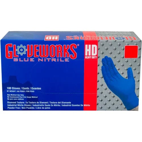 Centerline Dynamics Disposable Gloves GWRBN Gloveworks Industrial Grade Textured Nitrile Gloves, Powder-Free, Blue, L, 1000/Case