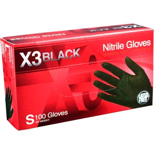 Centerline Dynamics Disposable Gloves Powder-Free Industrial Grade Nitrile Gloves, Black, 3 MIL, Textured, Small