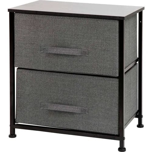 Centerline Dynamics Dresser & Nightstands 2 Drawer Wood Top Nightstand Storage Organizer, Cast Iron Frame and Drawers, Black