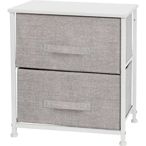 Centerline Dynamics Dresser & Nightstands 2 Drawer Wood Top Nightstand Storage Organizer, Cast Iron Frame and Drawers, White