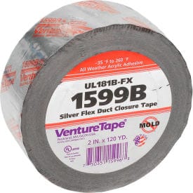 Centerline Dynamics Duct Tape Venture Tape UL181B-FX FlexDuct Tape, 2 IN x 120 Yards, Silver