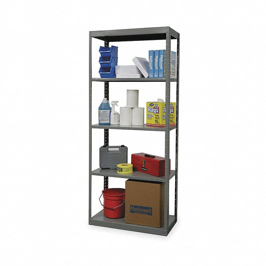 Centerline Dynamics Duratech Pass Thru Shelving Hallowell Hi-Tech Metal Shelving 36"W x 12"D x 87"H 725 Dark Gray 2 Fixed and 3 Adjustable Shelves Individual Unit Pass-Through Style