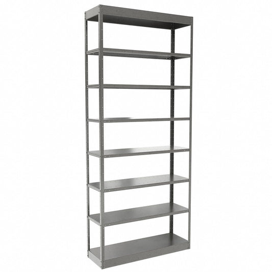 Centerline Dynamics Duratech Pass Thru Shelving Hallowell Hi-Tech Metal Shelving 36"W x 12"D x 87"H 725 Dark Gray 2 Fixed and 6 Adjustable Shelves Individual Unit Pass-Through Style