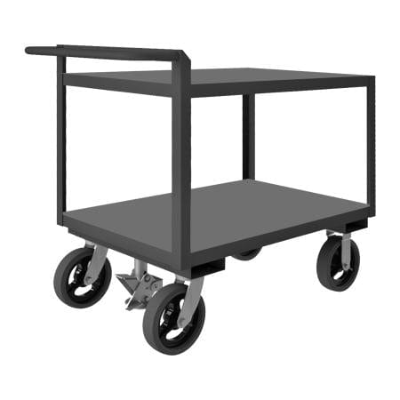 Centerline Dynamics Durham High Lip Stock Carts Durham Stock Cart, 2 Shelves, Raised Handle, Floor Lock, 24-1/4 x 54-1/4 x 36