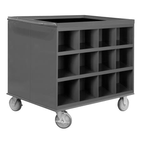 Centerline Dynamics Durham Mobile Bin Cart Durham 2 Sided Stock Cart, 18 Gauge, 24 Bin Openings, Gray