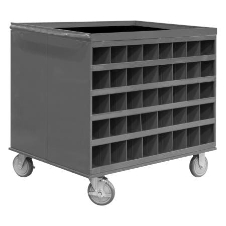 Centerline Dynamics Durham Mobile Bin Cart Durham 2 Sided Stock Cart, 18 Gauge, 80 Bin Openings, Gray