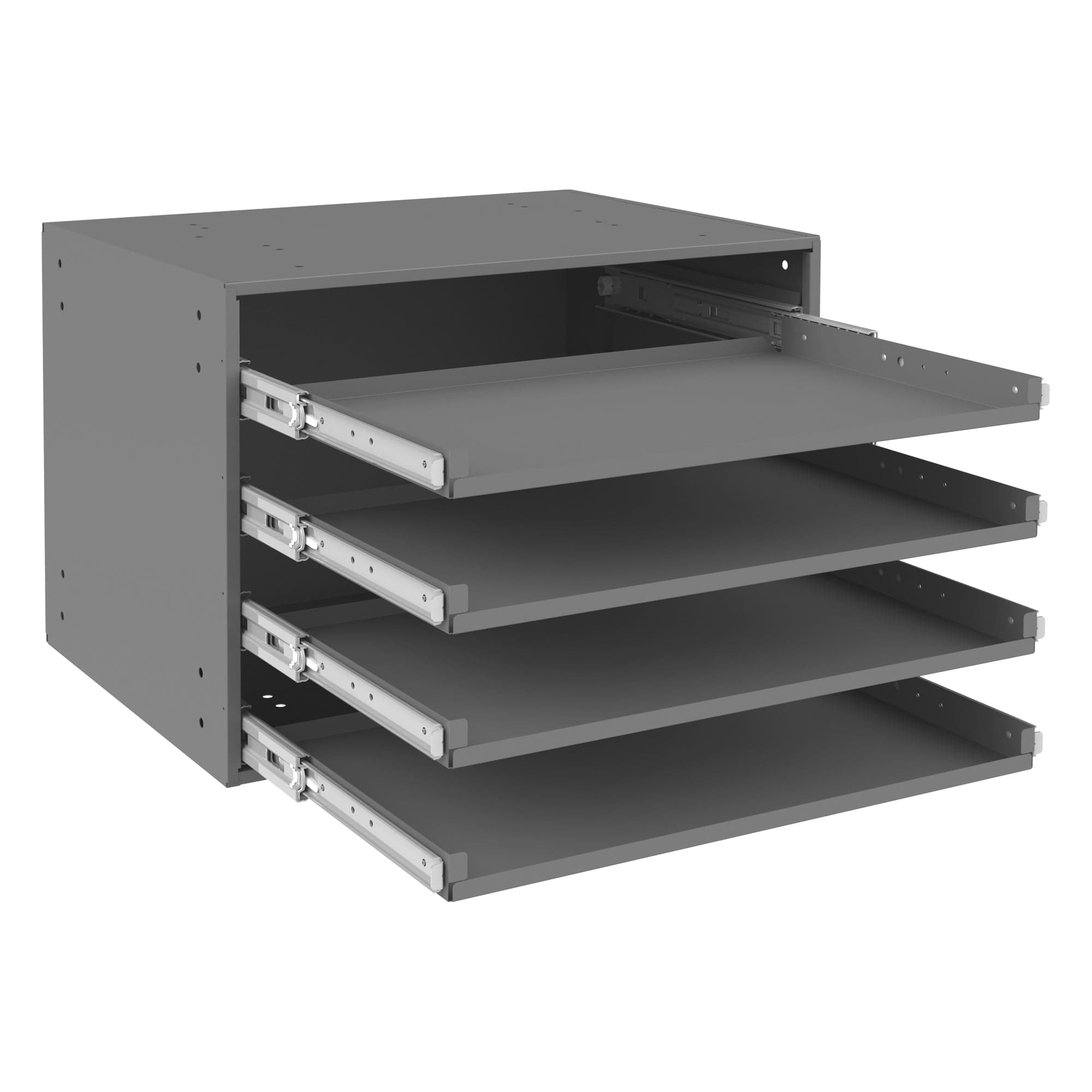 Durham Large Bearing Slide Rack, 4 Compartment Boxes, Heavy Duty Steel ...
