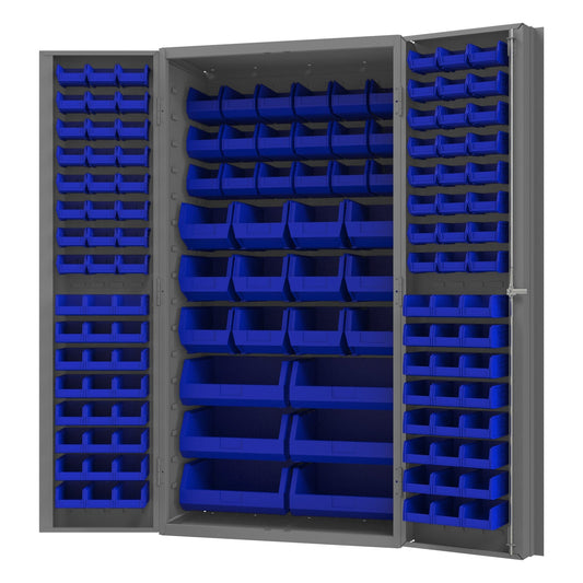 Centerline Dynamics Durham Speciality Cabinets Blue Durham Cabinet, 14 Gauge, 132 Bins, 36 x 24 x 72