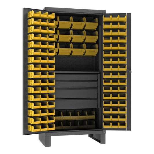 Centerline Dynamics Durham Speciality Cabinets Durham Cabinet, 12 Gauge, 1 Shelf, 120 Bins, 4 Drawers, 36 x 24 x 78