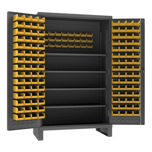 Centerline Dynamics Durham Speciality Cabinets Durham Cabinet, 12 Gauge, 4 Shelves, 144 Yellow Bins, 48 x 24 x 78