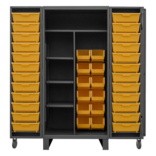 Centerline Dynamics Durham Speciality Cabinets Durham Cabinet, 12 Gauge, 4 Shelves, 36 Yellow Bins, 36 x 36 x 78