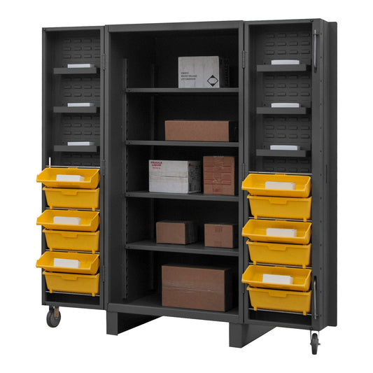 Centerline Dynamics Durham Speciality Cabinets Durham Cabinet, 12 Gauge, 4 Shelves, 6 Door Trays, 12 Tilt Bins, 36 x 36 x 78