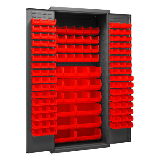 Centerline Dynamics Durham Speciality Cabinets Durham Cabinets, 14 Gauge, 138 Red Bins, 36 x 24 x 84