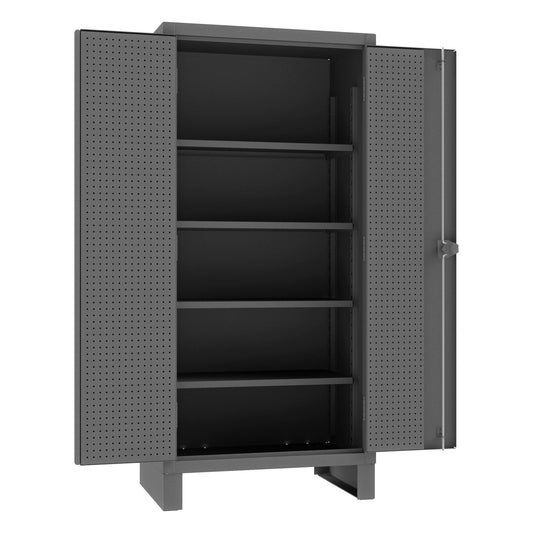 Centerline Dynamics Durham Speciality Cabinets Durham Pegboard Cabinet, 12 Gauge, 4 Adjustable Shelves, 32 Peg Hooks, 36 x 24 x 78