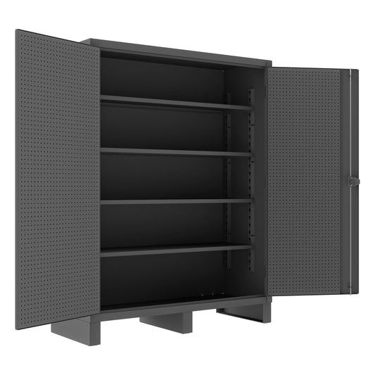 Centerline Dynamics Durham Speciality Cabinets Durham Pegboard Cabinet, 12 Gauge, 4 Adjustable Shelves, 32 Peg Hooks, 60 x 24 x 78