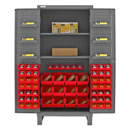 Centerline Dynamics Durham Speciality Cabinets Red Durham Cabinet, 12 Gauge, 2 Shelves, 6 Door Shelves, 60 Bins, 36 x 24 x 78