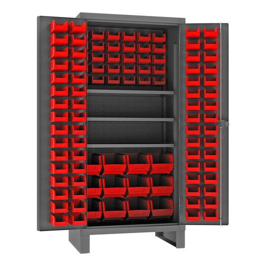 Centerline Dynamics Durham Speciality Cabinets Red Durham Cabinet, 12 Gauge, 3 Shelves, 108 Bins, 36 x 24 x 78