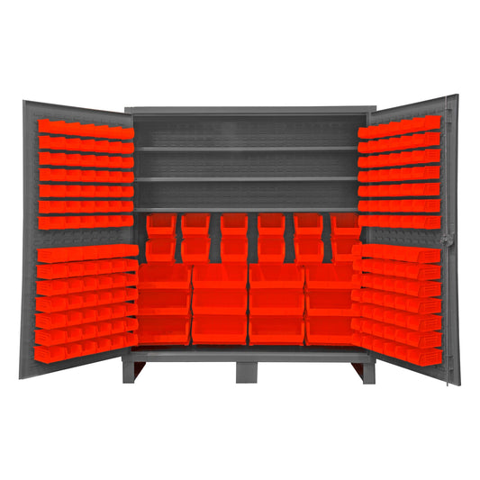 Centerline Dynamics Durham Speciality Cabinets Red Durham Cabinet, 12 Gauge, 3 Shelves, 192 Bins, 72 x 24 x 78