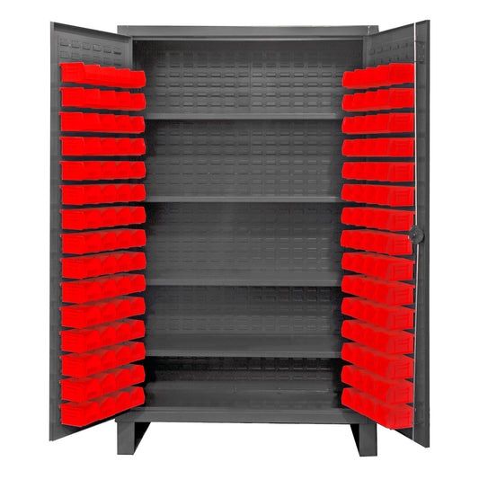 Centerline Dynamics Durham Speciality Cabinets Red Durham Cabinet, 12 Gauge, 4 Shelves, 120 Bins, 48 x 24 x 78