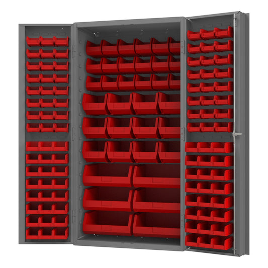 Centerline Dynamics Durham Speciality Cabinets Red Durham Cabinet, 14 Gauge, 132 Bins, 36 x 24 x 72