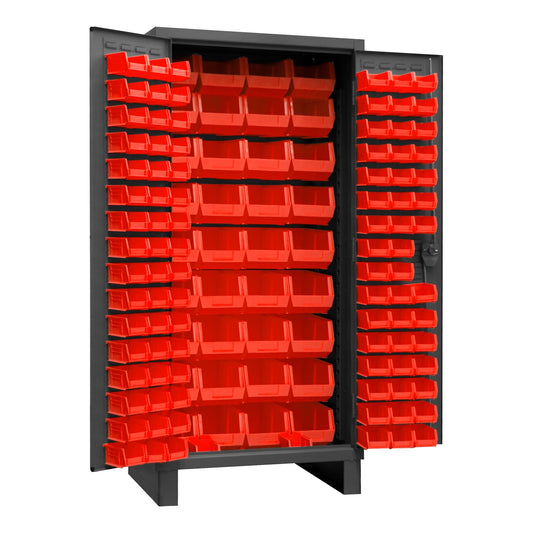 Centerline Dynamics Durham Speciality Cabinets Red Durham Cabinet, 14 Gauge, 132 Red Bins, 36 x 24 x 78