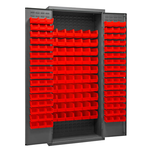 Centerline Dynamics Durham Speciality Cabinets Red Durham Cabinet, 14 Gauge, 156 Bins, 36 x 18 x 84