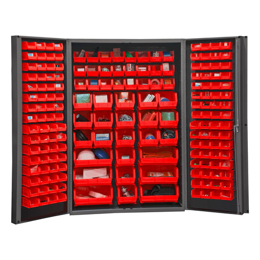 Centerline Dynamics Durham Speciality Cabinets Red Durham Cabinet, 14 Gauge, 176 Red Bins, 48 x 24 x 72