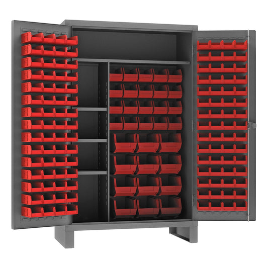 Centerline Dynamics Durham Speciality Cabinets Red Durham Maintenance Cabinet, 12 Gauge, 4 Shelves, 156 Bins, 48 x 24 x 78